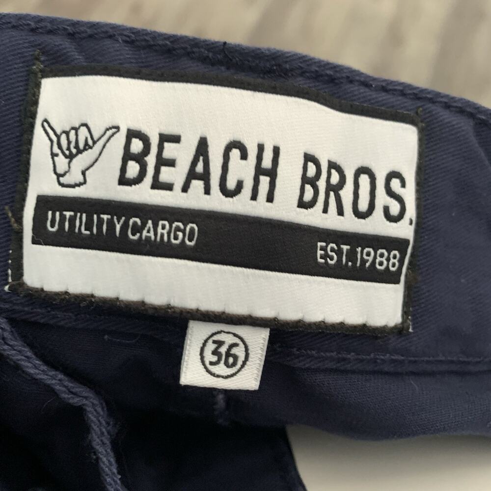 Beach Bros. Utility Cargo Shorts Mens Sz 36 Blue Belted 100% Cotton 11” Ins NEW - Picture 2 of 6